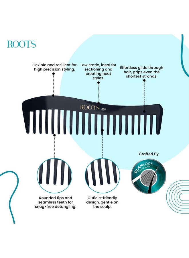 روتس - أمشاط احترافية لفك تشابك الشعر والشامبو باللون البني - مشط شعر للرجال والنساء - صففي شعرك بدون متاعب - خفيف الوزن للحصول على شعر صحي وأنيق - عبوة من 1-407 - Image 2