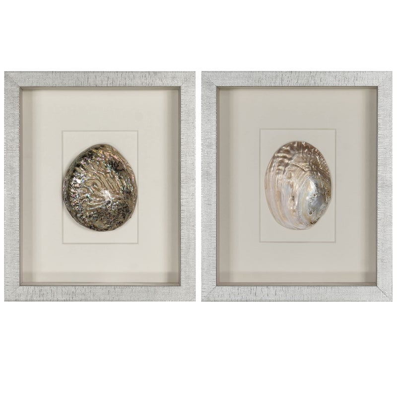 HUJI HUJI Abalone  Pearl Shell Shadow Box Wall Dcor 2 Piece Set 