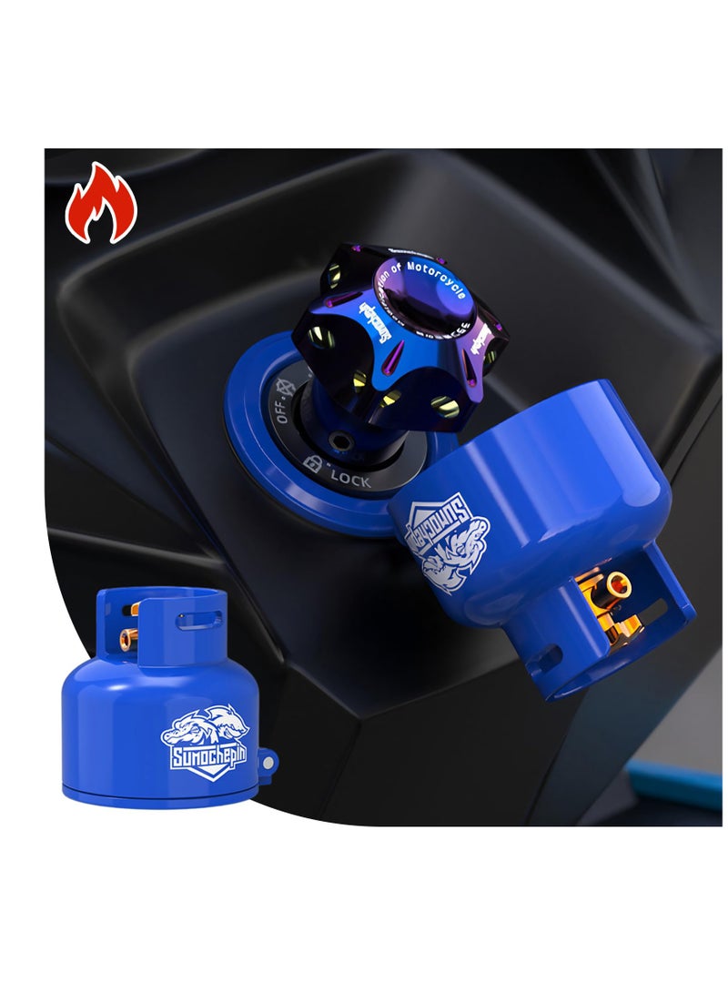 SYOSI Push Start Button Cover, Gas Cylinder Motorcycle Ignition Cover, Funny Car Engine Start Button Cover, Cool Car Motorcycle Accessories, Interior Decor Sticker Decals Switch Cover, Blue - Image 1