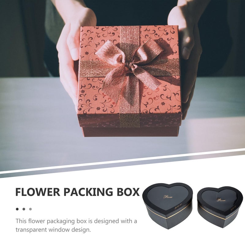 Heart Shaped Flower Boxes With Lids 2Pcs Set For Valentine Wedding Birthday Arrangement - Image 3