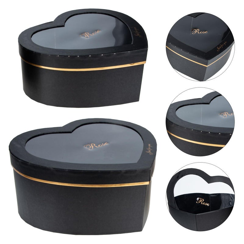 Heart Shaped Flower Boxes With Lids 2Pcs Set For Valentine Wedding Birthday Arrangement - Image 5
