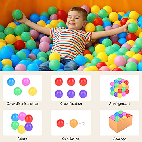 Hovenlay Ball Pit Balls Phthalate Free BPA Free Crush Proof Plastic - 7 Bright Colors in Reusable Play Toys for Kids with Storage Bag - Image 4