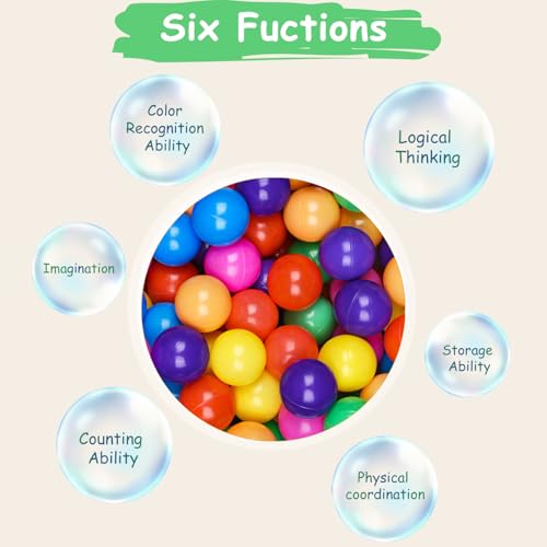 Hovenlay Ball Pit Balls Phthalate Free BPA Free Crush Proof Plastic - 7 Bright Colors in Reusable Play Toys for Kids with Storage Bag - Image 3