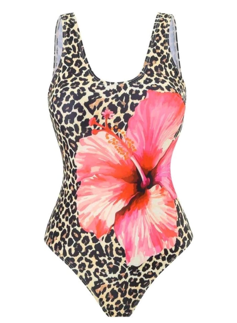 Shein Swim LushoireSHEIN Elegant Animal Print And Floral Pattern Loose Shoulder Strap One-Piece Swimsuit  - Image 2