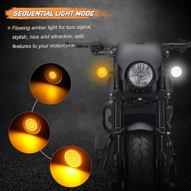 NTHREEAUTO 1157 Sequential LED Turn Signals - 2 Inch Bullet Running Lights for Harley Motorcycles - Image 2