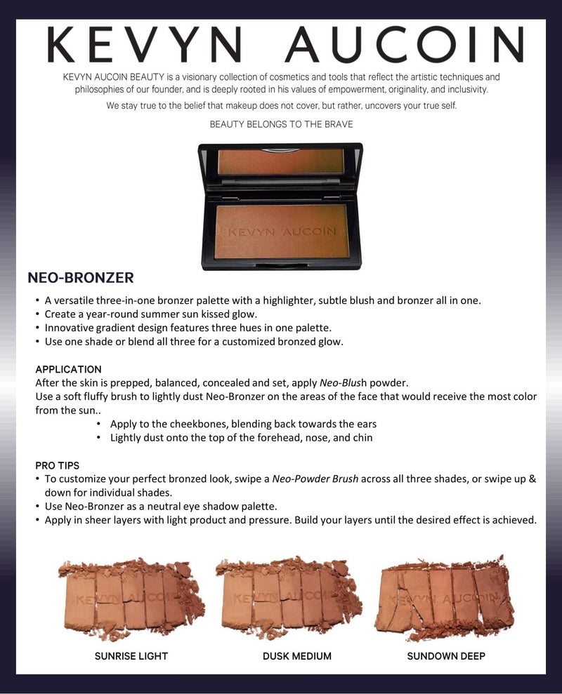 Kevyn Aucoin The Neo-Bronzer, Dusk Medium: 3 in 1 makeup palette. Highlighter, blush & bronzer in one smooth gradient makeup compact. Shimmer & matte in light, medium & deep. Sun-kissed to bronzed. - Image 3