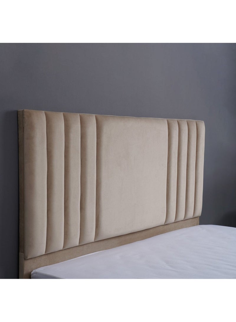 Karnak Superior Upholstered Velvet Bed Frame Bedroom Furniture Strong And Sturdy Modern Design Wooden Bed | Quiet & Comfortable Bed (HC - Wide Single 120x200cm, Beige) - Image 3