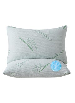 Ho Sho King Size Memory Foam Pillows Set of 2, Bed Pillow for Sleeping, Firm Pillow Gel for Neck Support, Hotel Quality Bed Rest Pillow with Cooling Zippered Breathable Cover King 2 Pack  - Image 1