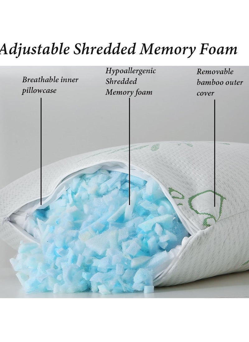 Ho Sho - King Size Memory Foam Pillows Set of 2, Bed Pillow for Sleeping, Firm Pillow Gel for Neck Support, Hotel Quality Bed Rest Pillow with Cooling Zippered Breathable Cover King 2 Pack - Image 1
