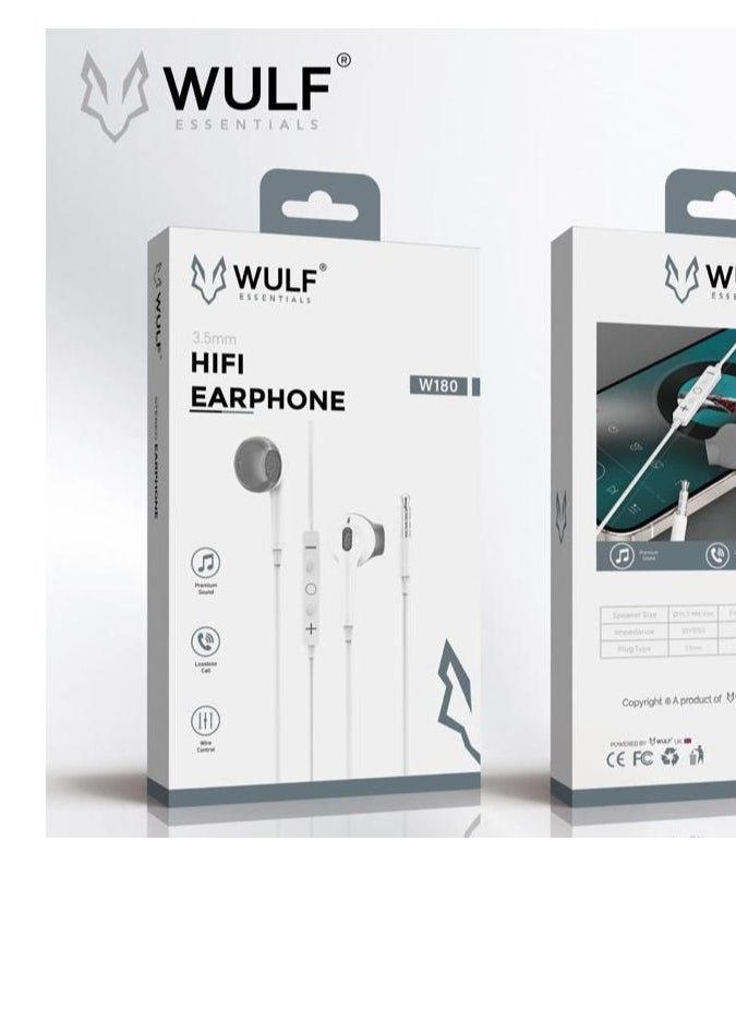 Wulf Essentials WULF W180 HiFi 3.5mm Wired Earphones – Premium Sound, Sleek Design, Ultimate Comfort  - Image 2