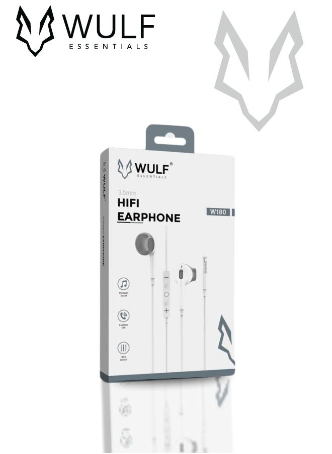 Wulf Essentials WULF W180 HiFi 3.5mm Wired Earphones – Premium Sound, Sleek Design, Ultimate Comfort  - Image 1