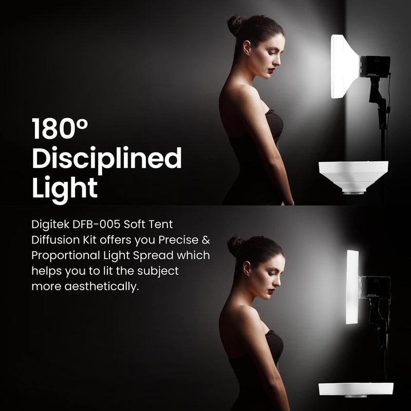 Digitek (DFB 005) مجموعة احترافية من خيمة التشتت الناعمة مصنوعة من مطاط السيليكون مع 3 محولات خفيفة الوزن وقابلة للطي، مثالية للفعاليات، حفلات الزفاف، التصوير المعماري، تصوير البورتريه والمزيد - Image 5