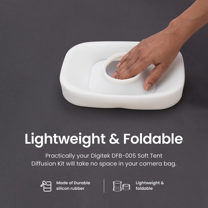 Digitek (DFB 005) مجموعة احترافية من خيمة التشتت الناعمة مصنوعة من مطاط السيليكون مع 3 محولات خفيفة الوزن وقابلة للطي، مثالية للفعاليات، حفلات الزفاف، التصوير المعماري، تصوير البورتريه والمزيد - Image 3