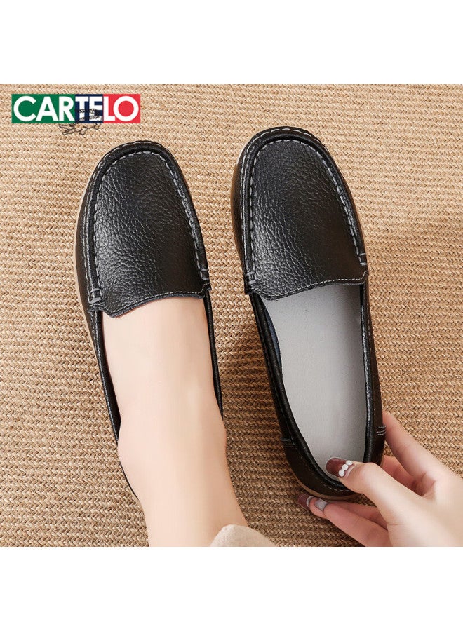 كارتيلو Cartelo أحذية نسائية أحذية للأمهات موضة ممرضة أحذية جلدية صغيرة نسائية نعل ناعم مريح أحذية فردية نسائية 1443 أسود 37 - Image 5