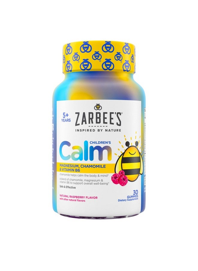 Zarbee's Children's Calm Gummy, Supports a Calm Mind & Body for Kids Ages 5+, Made with Magnesium, Chamomile & Vitamin B6, Natural Raspberry Flavor, 30 Count Gummies - Image 1
