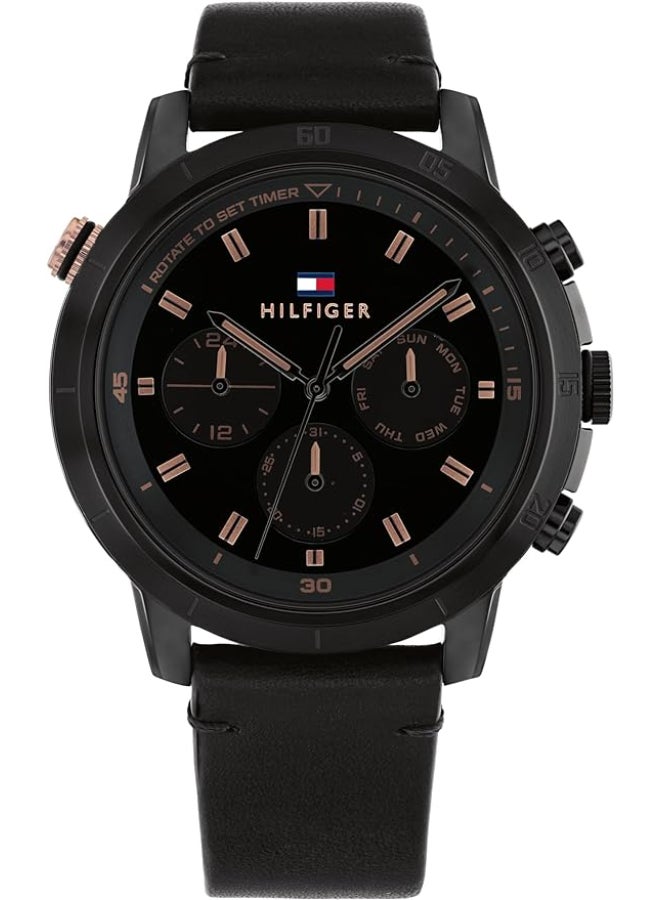 TOMMY HILFIGER Men's Black Dial Analog Quartz Watch 46 mm -  1792110 