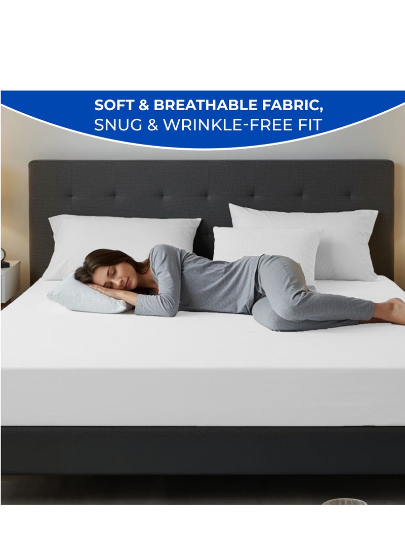 Infinitee Xclusives Infinitee Xclusives Twin Size Fitted Sheet (100 cm x 190 cm) – 40cm Deep Pocket Bed Sheet – Soft Microfiber – Shrink Resistant Bed Sheet – 1 Fitted Bed Sheet Only (White)  - Image 3