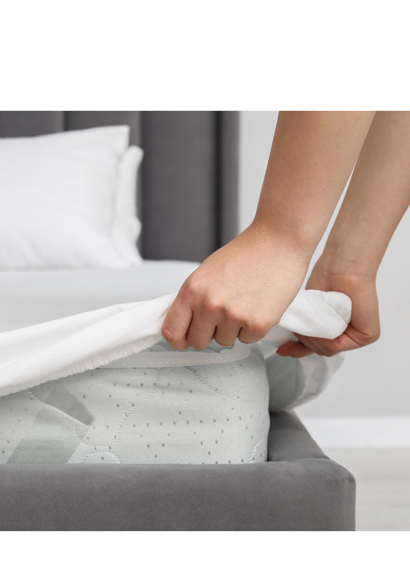Infinitee Xclusives Infinitee Xclusives Twin Size Fitted Sheet (100 cm x 190 cm) – 40cm Deep Pocket Bed Sheet – Soft Microfiber – Shrink Resistant Bed Sheet – 1 Fitted Bed Sheet Only (White)  - Image 5
