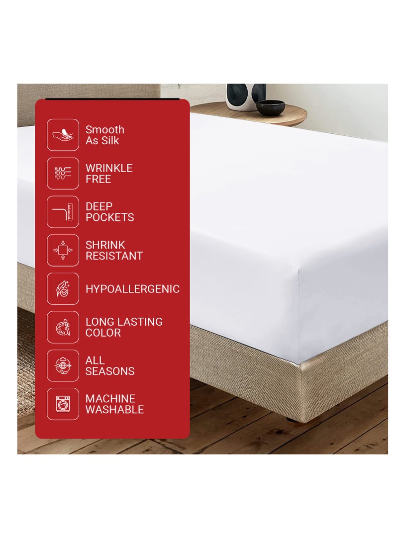 Infinitee Xclusives Infinitee Xclusives Fitted Sheet Twin Size – 1 Piece 100 cm x 190 cm deep Pocket White Twin Size Fitted Sheets only, Fitted Bed Sheets – Lightweight Soft Microfiber, Shrink and Fade Resistant Fitted Sheets  - Image 2