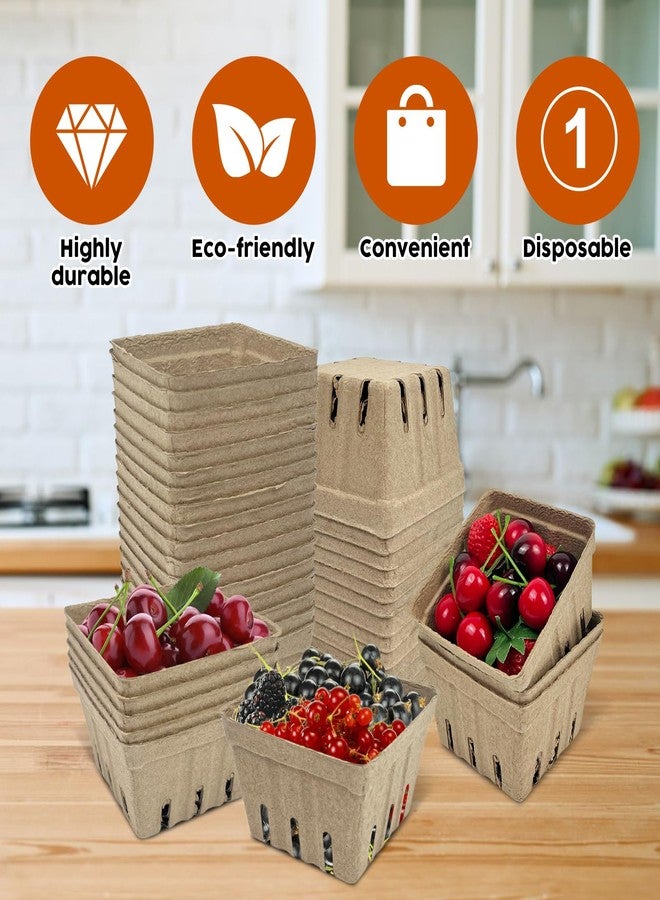 FMOACEN 30 Pcs Natural Pulp Fiber Berry Basket, Molded Berry Basket Produce Vented Container for Strawberry Blueberry Raspberry and Vegetable Small Farmer Market Grocery Stores, Backyard Party 4.3x4.3x2.8inch - Image 3