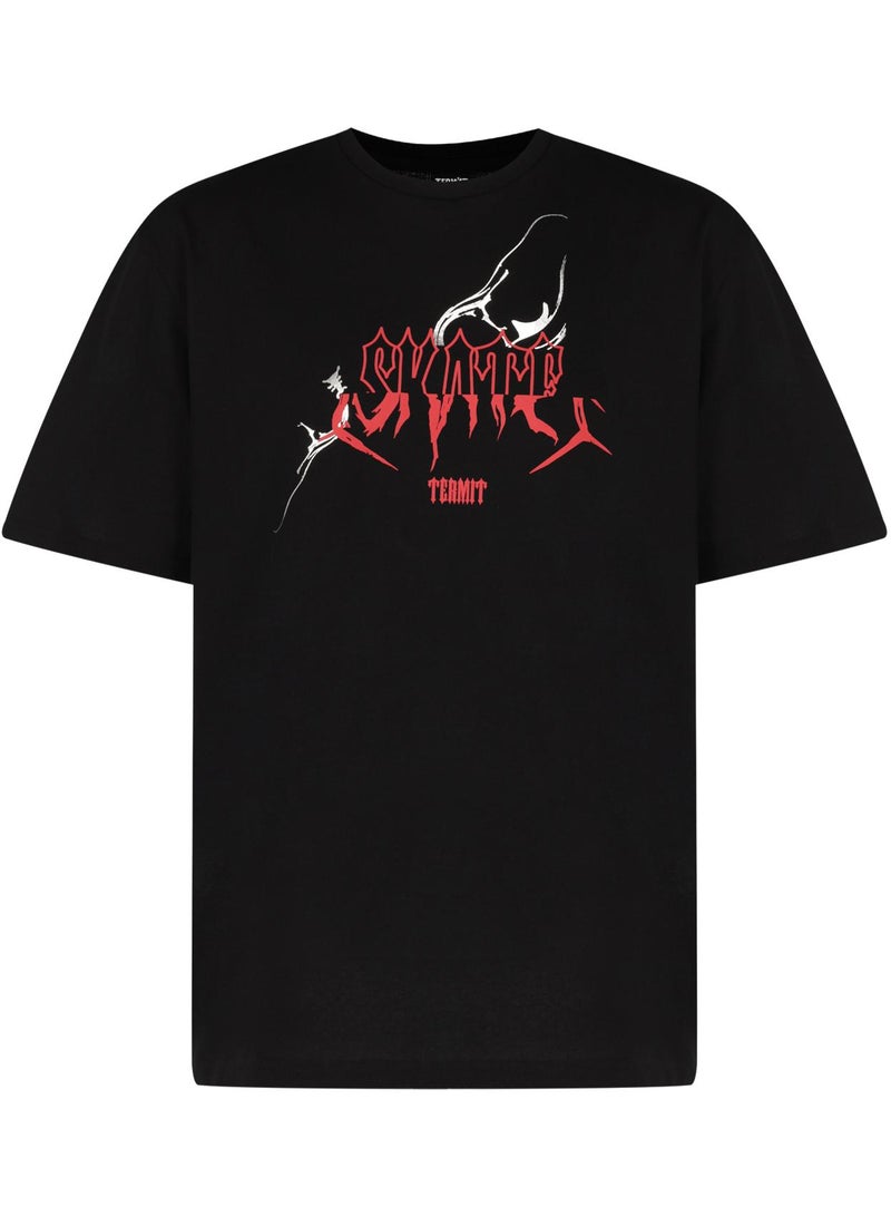 Termit Termit Men’s Skateboarding Black T-Shirt – Loose Fit, Soft Cotton, Breathable Fabric, Urban Style, Graphic Print for Skate & Streetwear 