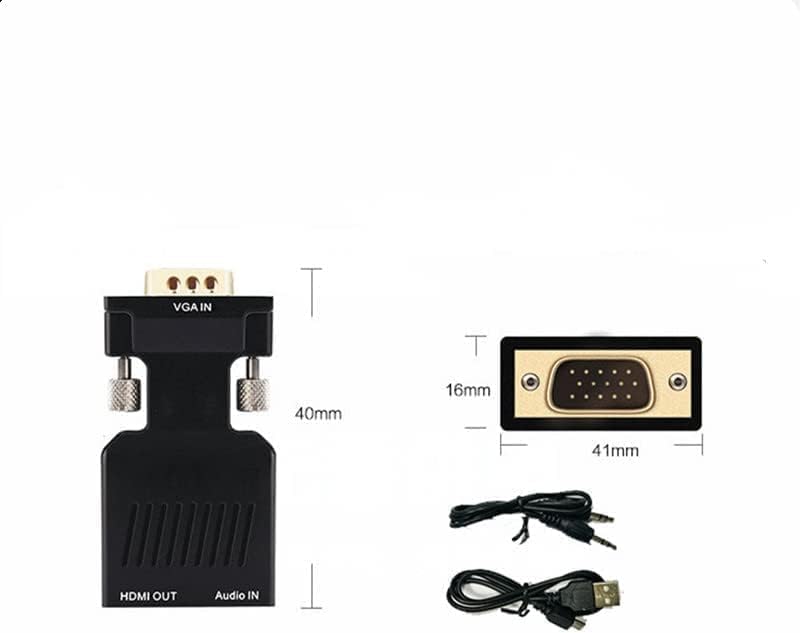 FANTIA محول FANTIA من VGA إلى HDMI مع كابل صوت AUX بدقة 1080P 60Hz مع دعم الصوت للكمبيوتر، PC، لابتوب، شاشة، بيمر، HDTV UVM - Image 3