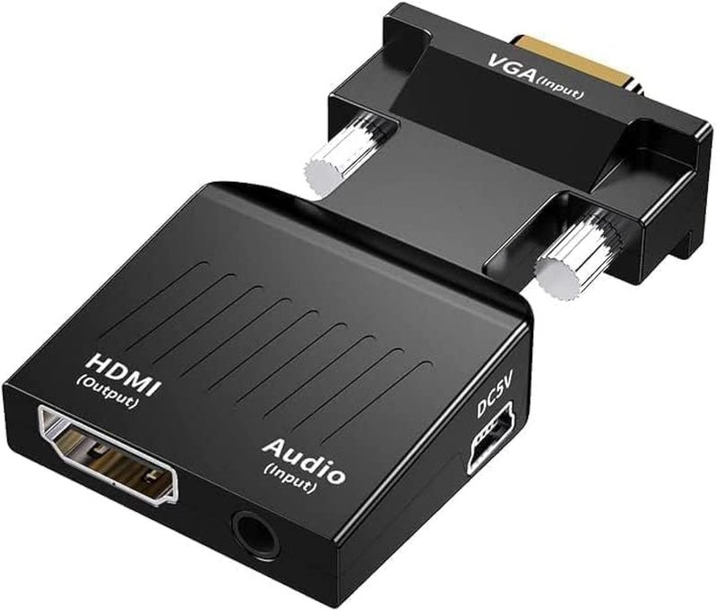 FANTIA محول FANTIA من VGA إلى HDMI مع كابل صوت AUX بدقة 1080P 60Hz مع دعم الصوت للكمبيوتر، PC، لابتوب، شاشة، بيمر، HDTV UVM - Image 1