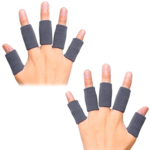 Cute critters 10Pcs Finger Sleeves Protectors Thumb Brace Support Elastic Compression Protector For Relieving Pain, Arthritis,Trigger Finger, Sports (Grey), Free size - Image 1