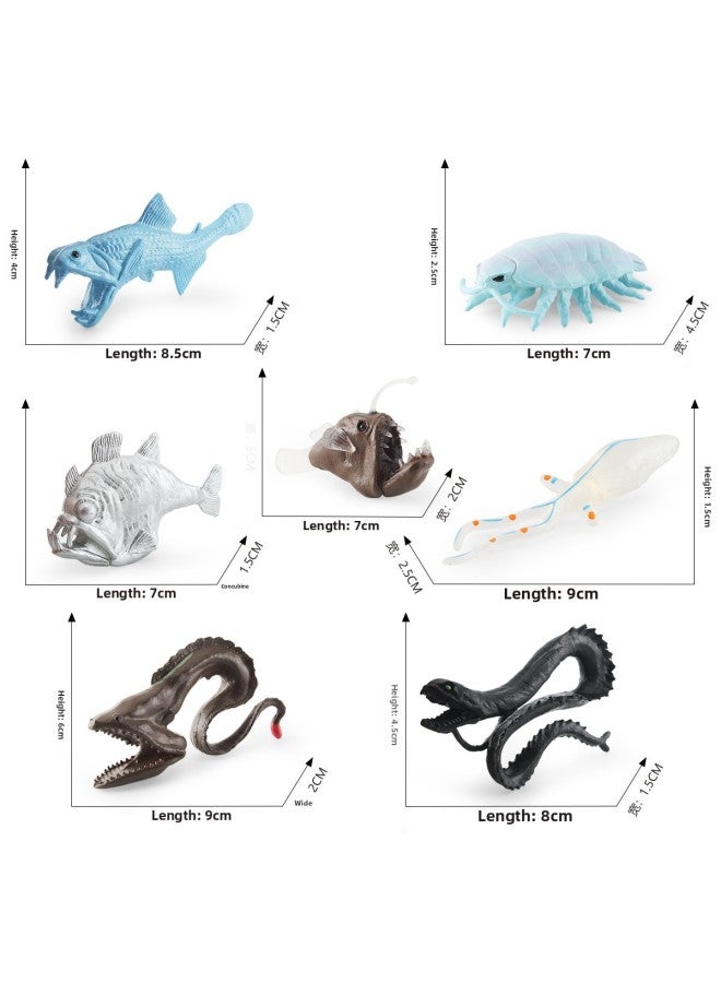 Simulation Model Decoration Broad-eyed Squid Angler Axe Fish Poisonous Snake Fish Dragon Fish Deep Sea Creatures-Color:BL-1200 Deep Sea Creatures 102g