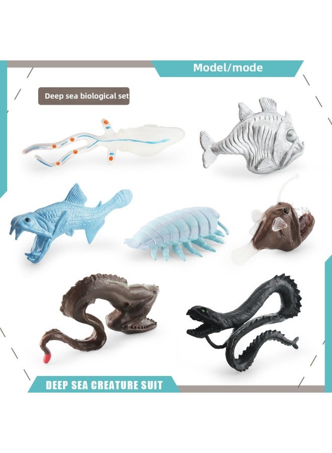 Simulation Model Decoration Broad-eyed Squid Angler Axe Fish Poisonous Snake Fish Dragon Fish Deep Sea Creatures-Color:BL-1200 Deep Sea Creatures 102g