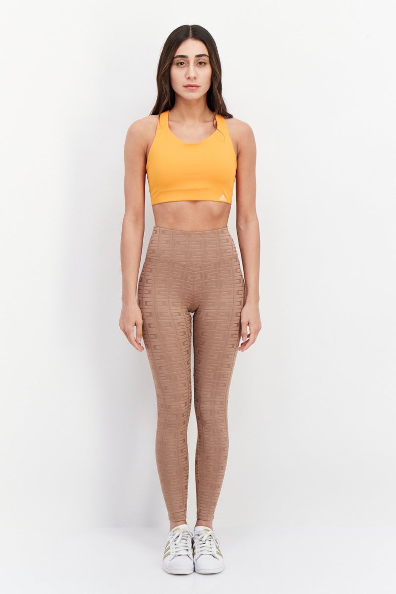 Adidas Women Brand Logo Padded Sports Bra, Orange - Image 3