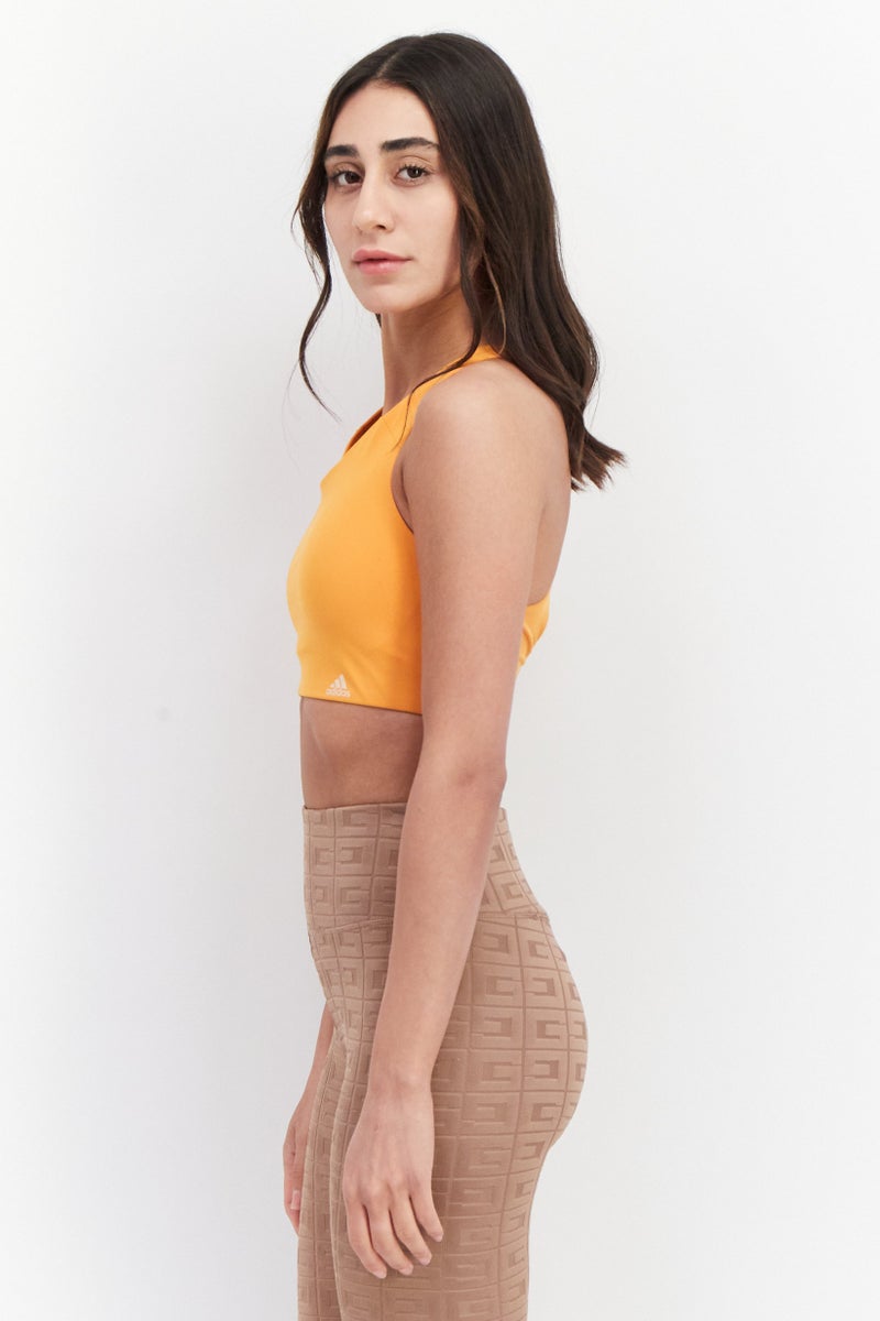 Adidas Women Brand Logo Padded Sports Bra, Orange - Image 4