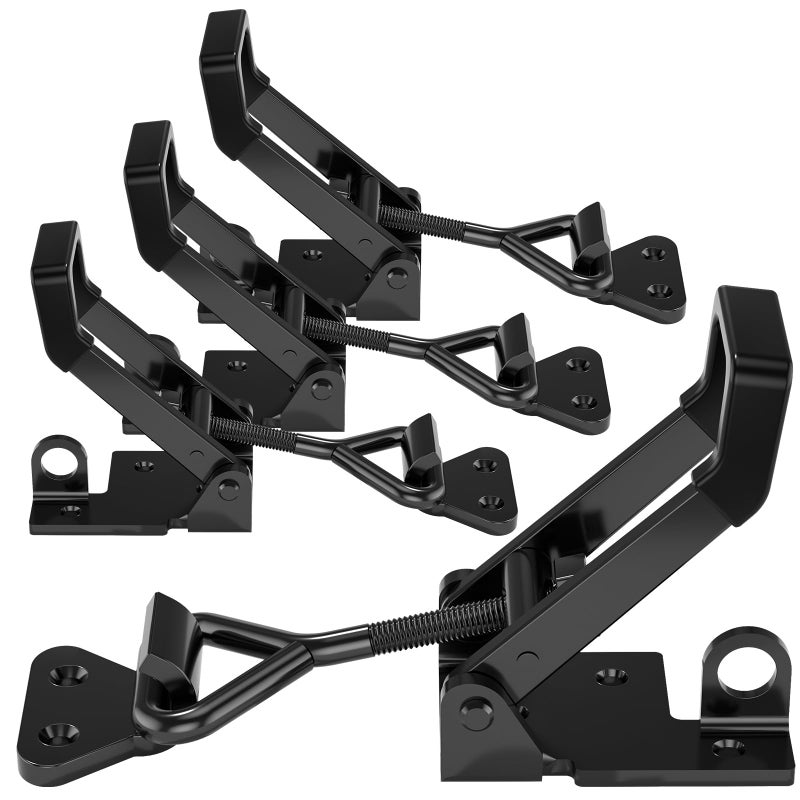 4Pack Heavy Duty Toggle Clamp Latch4003 Style 1320lbs Capacity Pull Clamp Black Adjustable Quick Release Hasp Clamps for Smoker Cabinet Boxes Case Trunk JigMetal Toggle Latch Catch Set