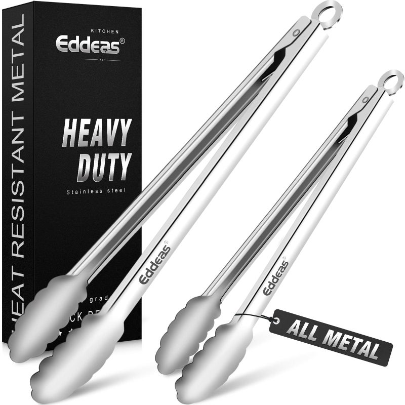 Grill Tongs Heat Resistant 600 Degrees 17  12 Inch Extra Long BBQ Tongs All Metal Kitchen tongs Stainless Steel Locking tong for Cooking Grilling BarbecueBBQ Buffet Set of 2