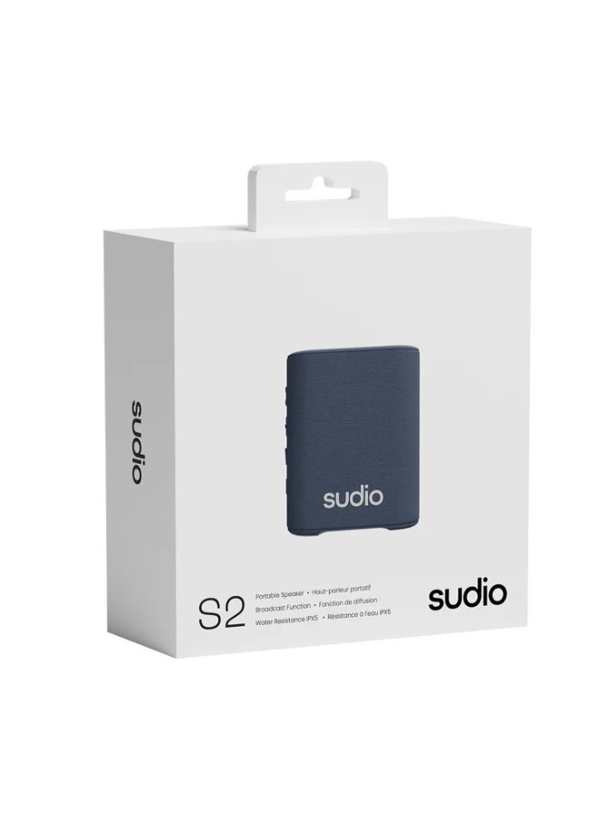 Sudio - Sudio S2 Bluetooth Speaker with Loud Sound and Deeper Bass Long Playtime IPX5 Waterproof Bluetooth 5.3 TWS Pairing Portable Wireless Compact Speaker for Home, Outdoor (Blue) - Image 1