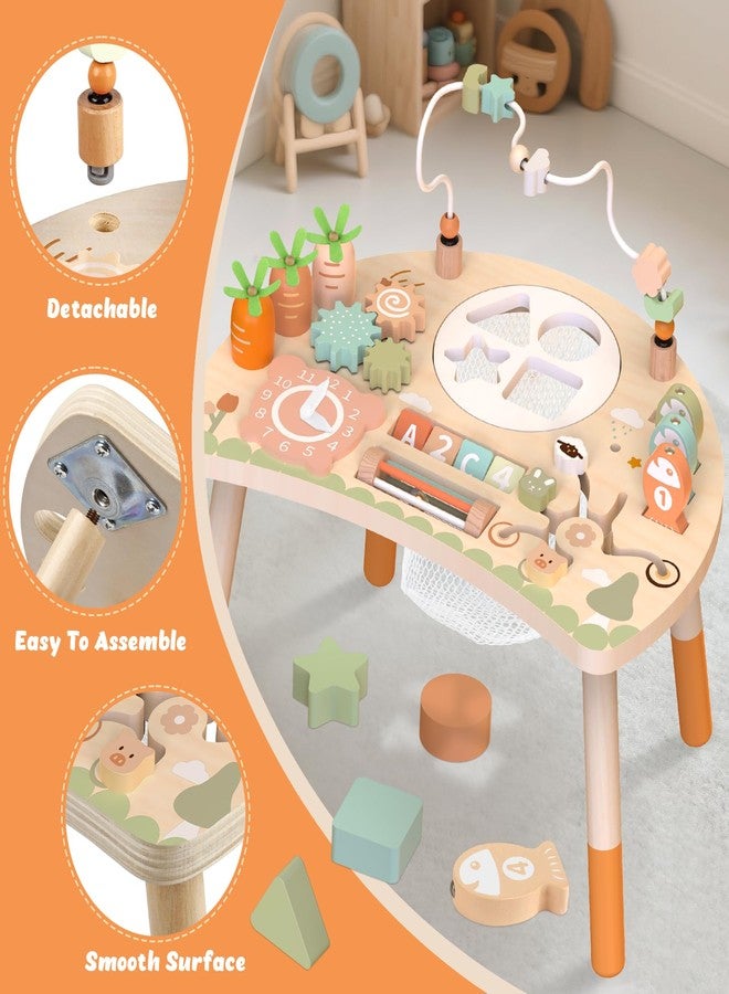 Weilim Activity Table, 9-in-1 Wooden Montessori Toy Activity Center with Shape Sorter Fishing Game Bead Maze, Baby Play Table Sensory Educational Toys for Toddler - Image 5