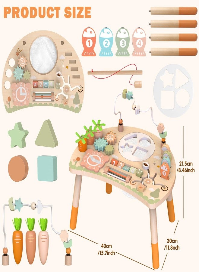 Weilim Activity Table, 9-in-1 Wooden Montessori Toy Activity Center with Shape Sorter Fishing Game Bead Maze, Baby Play Table Sensory Educational Toys for Toddler - Image 3