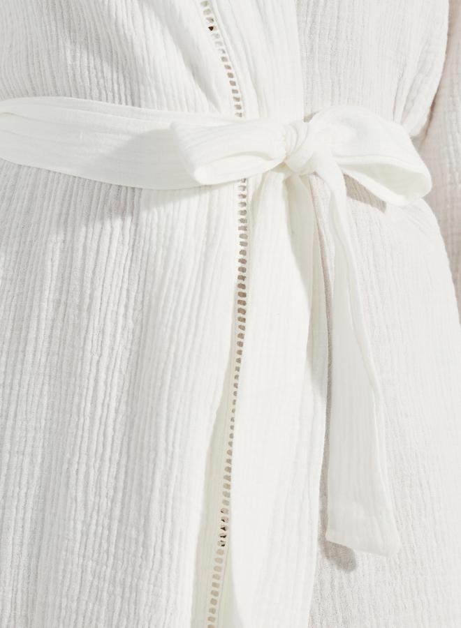 Styli Cotton Gauze Lace Ladder Insert Robe - Image 3