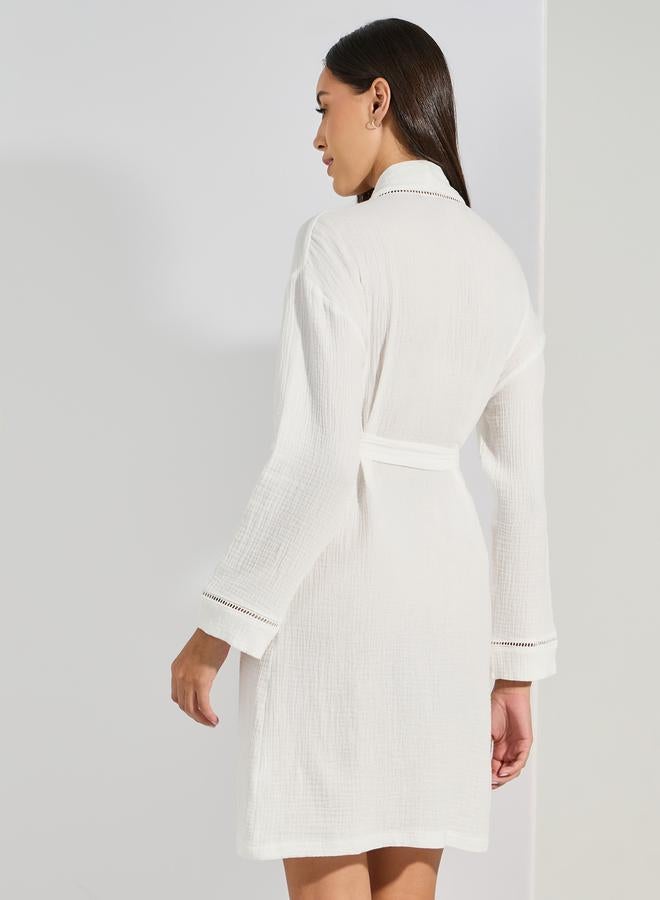 Styli Cotton Gauze Lace Ladder Insert Robe - Image 4
