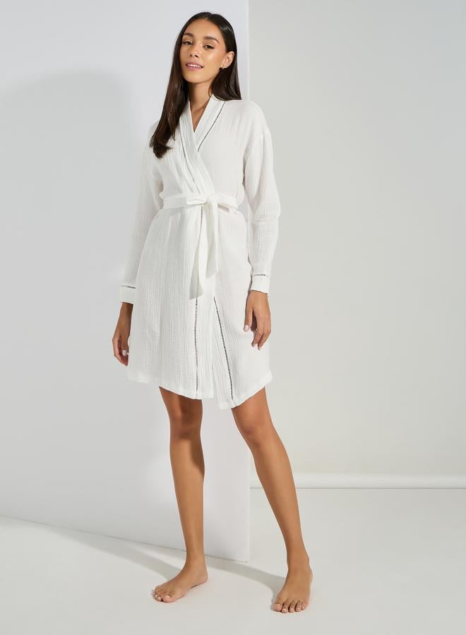 Styli Cotton Gauze Lace Ladder Insert Robe - Image 2