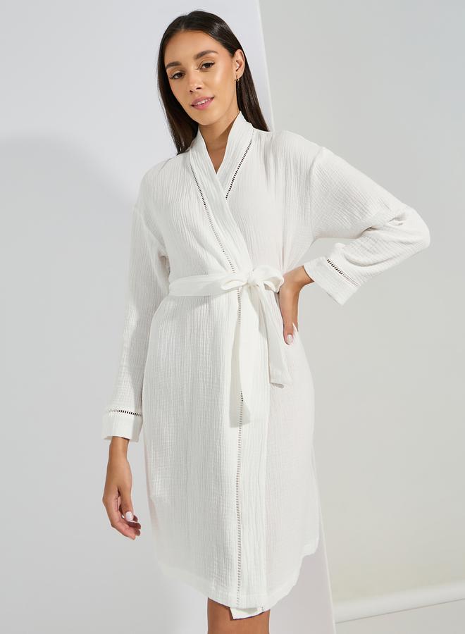 Styli Cotton Gauze Lace Ladder Insert Robe - Image 1