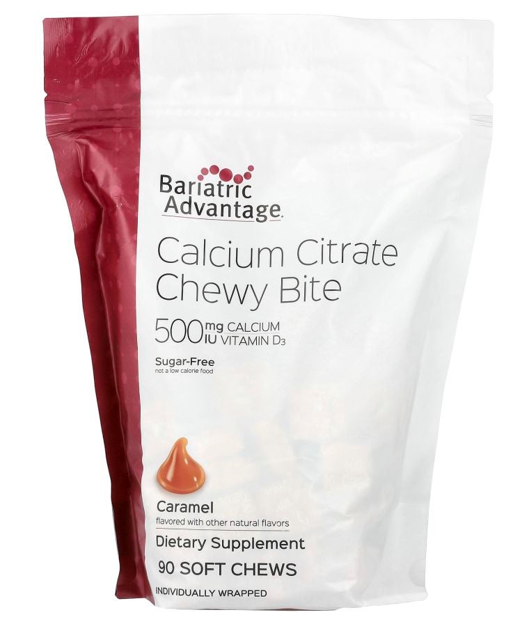 Bariatric Advantage Calcium Citrate Chewy Bite Sugar-Free Caramel 90 Soft Chews