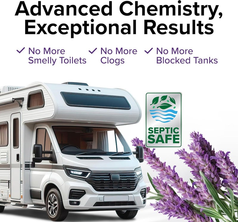 Camco TST MAX Camper/RV Toilet Treatment Drop-INs - Control Unwanted Odors & Break Down Waste and Tissue - Safe Septic Tank Treatment - Lavender Scent, 30-Pack (41553) Multi usage - Image 5