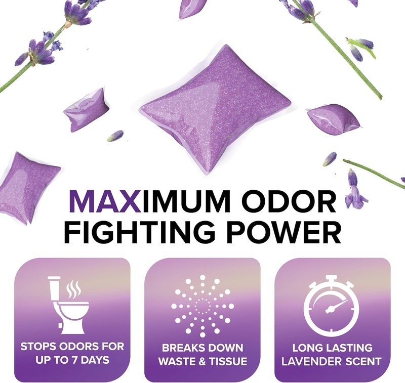 Camco TST MAX Camper/RV Toilet Treatment Drop-INs - Control Unwanted Odors & Break Down Waste and Tissue - Safe Septic Tank Treatment - Lavender Scent, 30-Pack (41553) Multi usage - Image 4