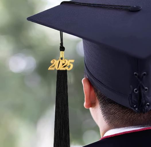 BronaGrand 10pcs Black Graduation Tassels Academic Grad Cap Tassel Decoration with 10pcs Golden 2025 Year Charms for 2025 Graduates Graduation Ceremonies Parties Activities Souvenir - Image 5
