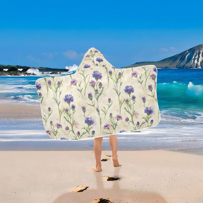 xigua xigau Floral Flowers Hooded Towel Kids Beach Towels for Boys Girls, Skin-Friendly Absorbent Kids Bath Towel Soft Quick Dry Pool/Beach Hooded Towel for Newborn Infant Toddler 23.5"" x 50"" - Image 5