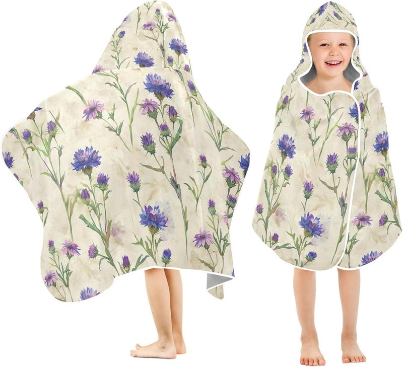 xigua xigau Floral Flowers Hooded Towel Kids Beach Towels for Boys Girls, Skin-Friendly Absorbent Kids Bath Towel Soft Quick Dry Pool/Beach Hooded Towel for Newborn Infant Toddler 23.5"" x 50"" - Image 2