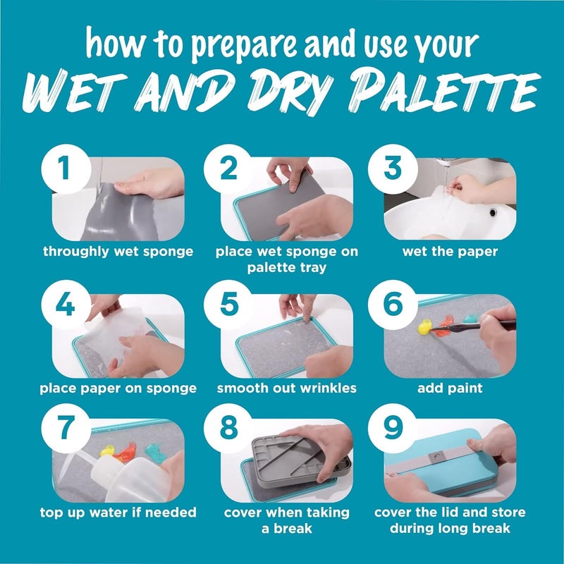 D'Artisan Shoppe Wet Palette for Miniature Painting â€“ Stay Wet Acrylic Paint Palette with Lid, 50 Sheets, 2 Sponges â€“ for Tabletop Figures, Model Kits, Oil & Watercolor â€“ Artist Gift Set - Image 2