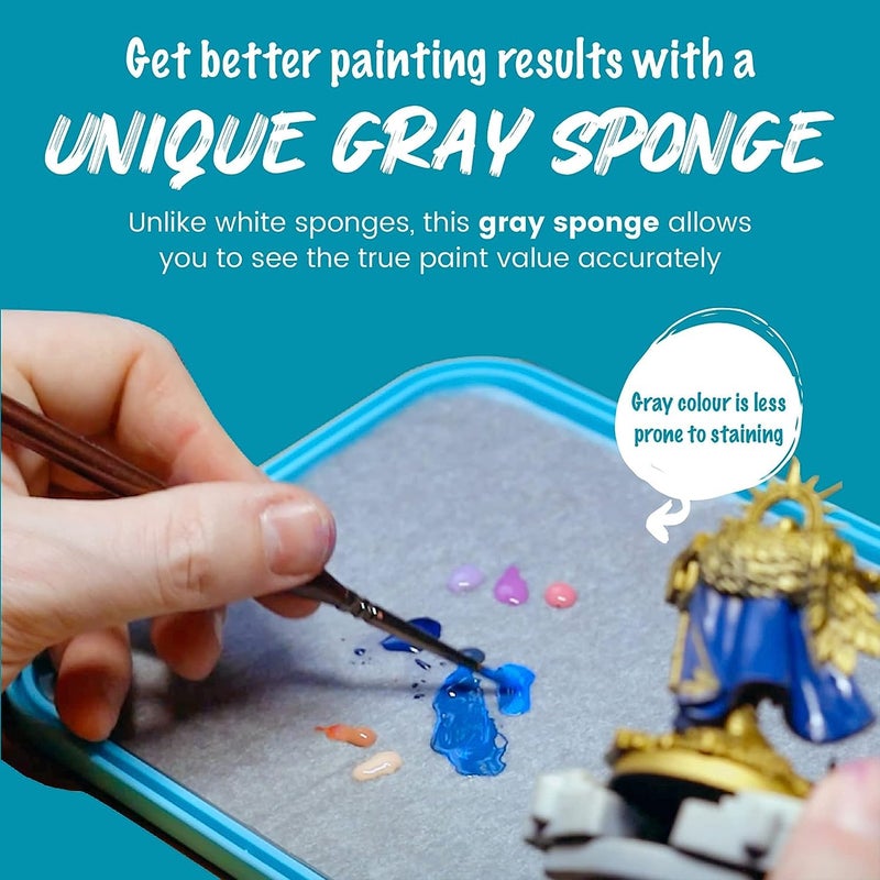 D'Artisan Shoppe Wet Palette for Miniature Painting â€“ Stay Wet Acrylic Paint Palette with Lid, 50 Sheets, 2 Sponges â€“ for Tabletop Figures, Model Kits, Oil & Watercolor â€“ Artist Gift Set - Image 5