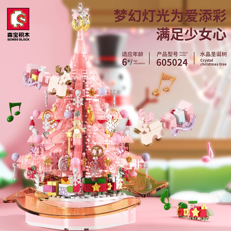 Christmas Music Box Senbao Building Blocks Crystal Christmas Tree Creative Educational Assembled Toys Holiday Gifts And Retail - Image 4